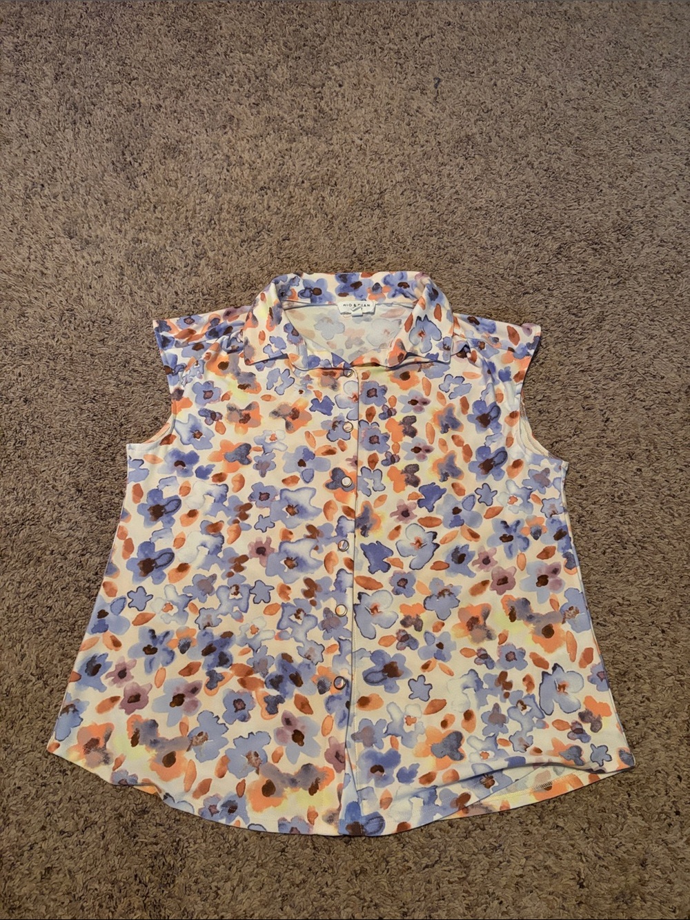 Rio & Rain Floral Watercolor Sleeveless Blouse M
